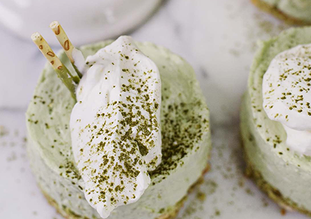 Pocky Matcha No-Bake Cheesecakes