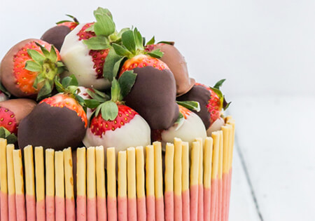 Pocky Strawberry Cake with Chocolate-Dipped Strawberries