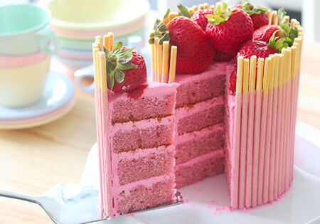 Pocky Strawberry Cake